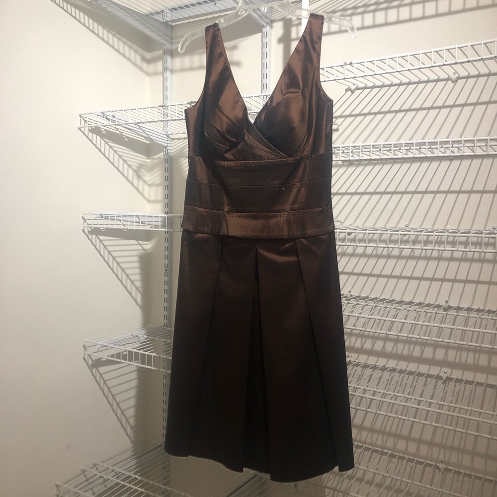 VINTAGE ✨ Brown Rouched A-line Cocktail Dress